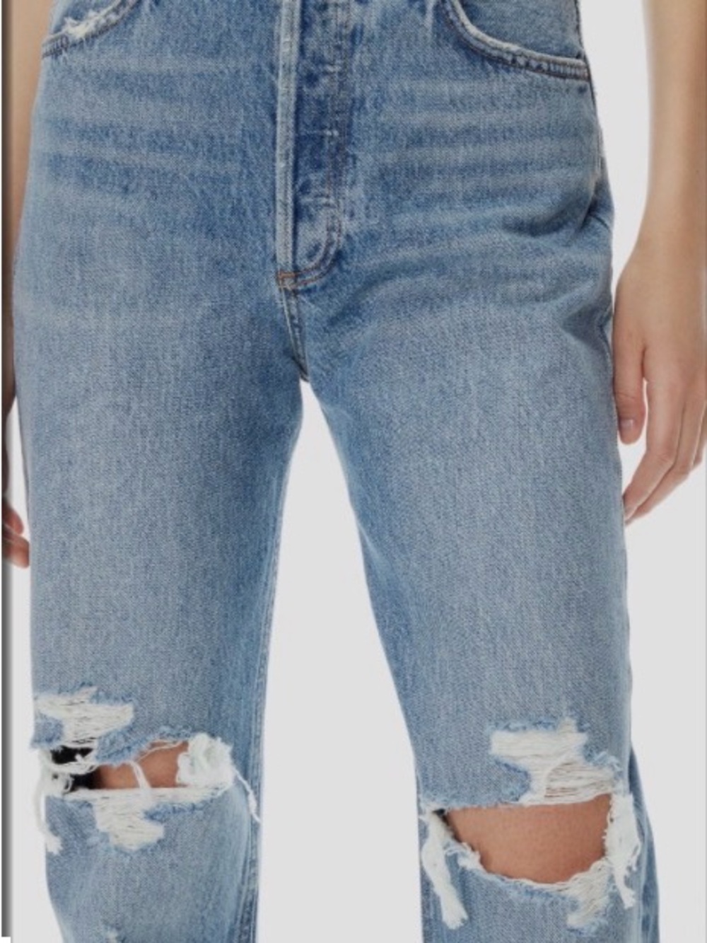 Agolde High-Rise Distressed Light Blue Jeans